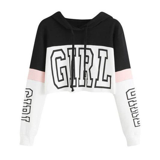 Crop Top Hoodie Sweatshirt Hoodies Women Patchwork Lett - Clothing Personality