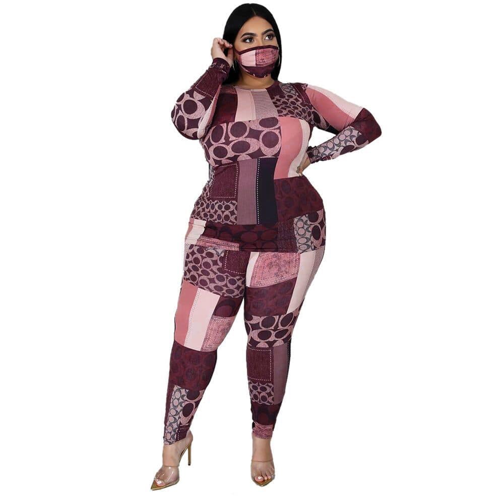 Women's Plus Size Jumpsuit Clothing Two-Piece Set Stretch Top Outfit - Clothing Personality