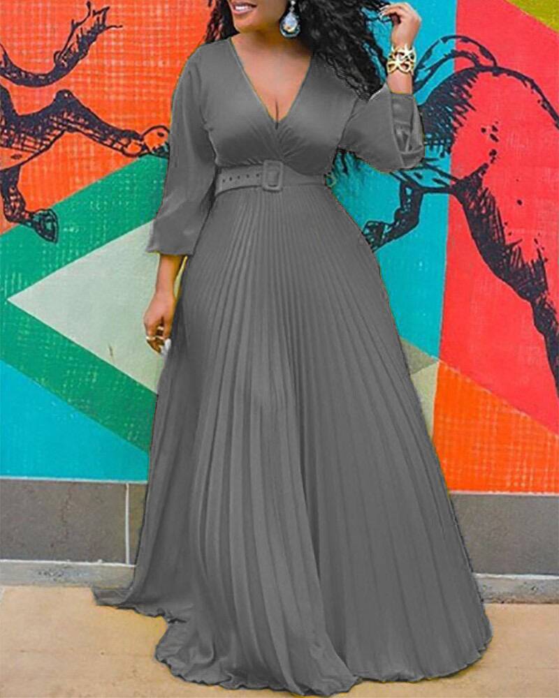 Temperament Retro Chiffon Long Sleeve Long Skirt Dress - Clothing Personality
