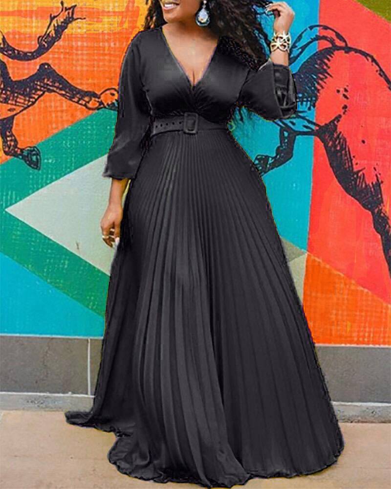 Temperament Retro Chiffon Long Sleeve Long Skirt Dress - Clothing Personality