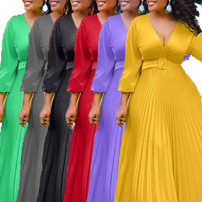 Temperament Retro Chiffon Long Sleeve Long Skirt Dress - Clothing Personality