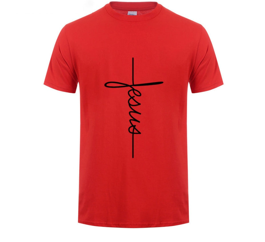 Jesus Cross T-shirts Men, Women, Europe, English, Digital Letters, Street Short Sleeve, Alien, WISH Amazon - Clothing Personality