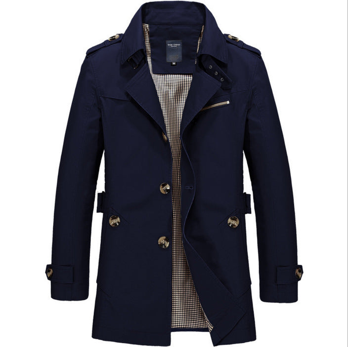 Spring Men's Casual Mid-length Thin Windbreaker Men's Top - Clothing Personality