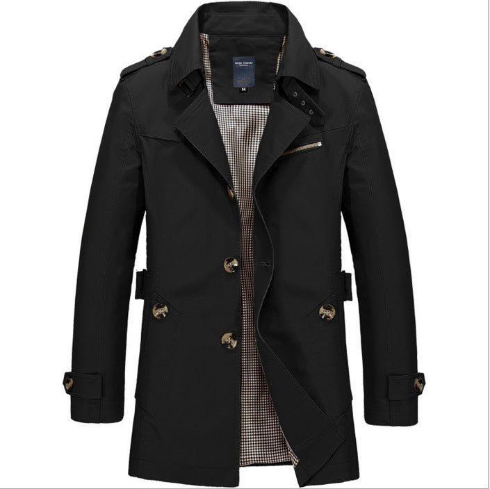 Spring Men's Casual Mid-length Thin Windbreaker Men's Top - Clothing Personality
