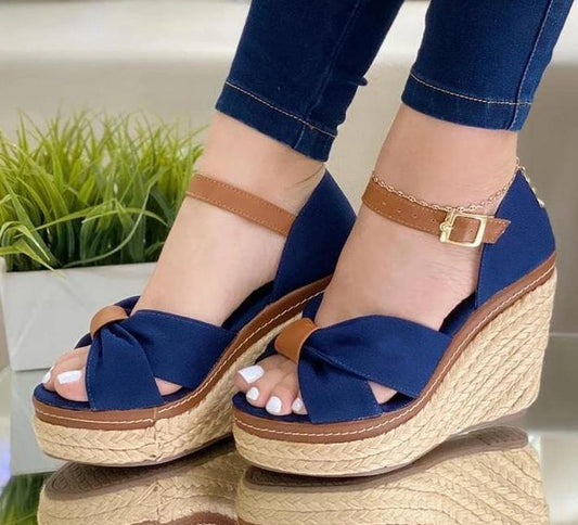 Belt Buckle Wedge Toothy Sandals Women's Shoes - Clothing Personality