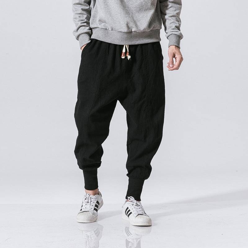 Chinese Style Harem Pants Men Streetwear Casual Joggers Mens Pants Cotton Linen Sweatpants Ankle-length Men Trousers M-5XL - Clothing Personality