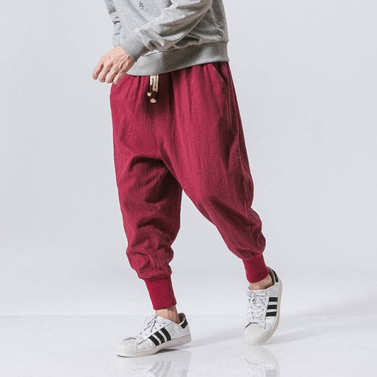 Chinese Style Harem Pants Men Streetwear Casual Joggers Mens Pants Cotton Linen Sweatpants Ankle-length Men Trousers M-5XL - Clothing Personality