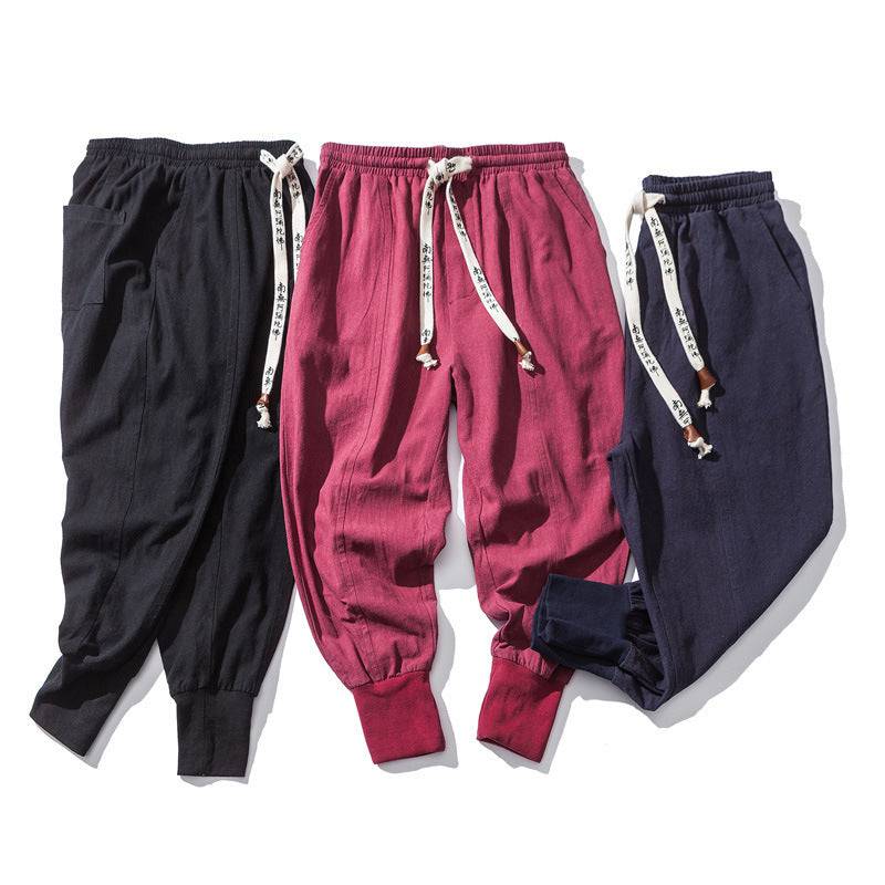 Chinese Style Harem Pants Men Streetwear Casual Joggers Mens Pants Cotton Linen Sweatpants Ankle-length Men Trousers M-5XL - Clothing Personality