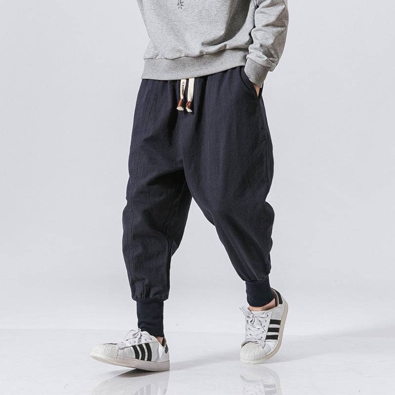Chinese Style Harem Pants Men Streetwear Casual Joggers Mens Pants Cotton Linen Sweatpants Ankle-length Men Trousers M-5XL - Clothing Personality