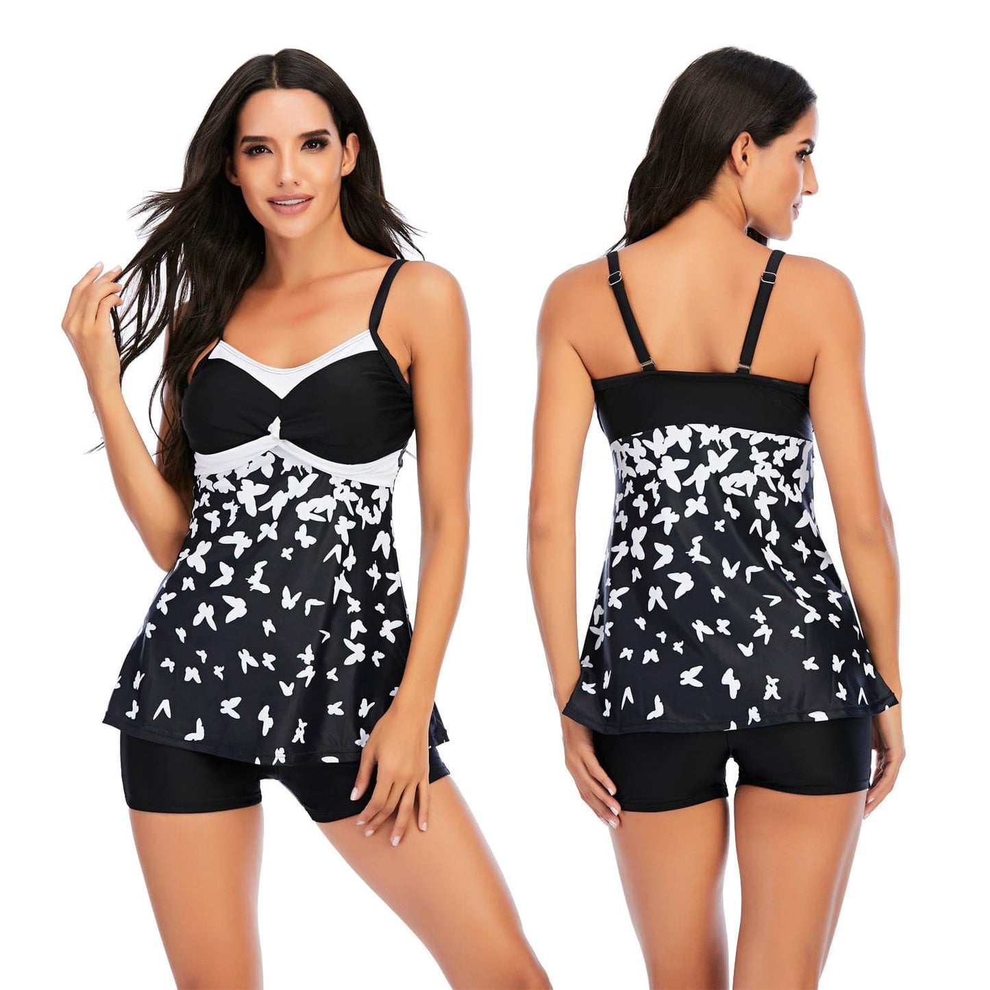 Split Skirt Style Boxer Female Swimsuit Conservative Tankini Swimsuit - Clothing Personality
