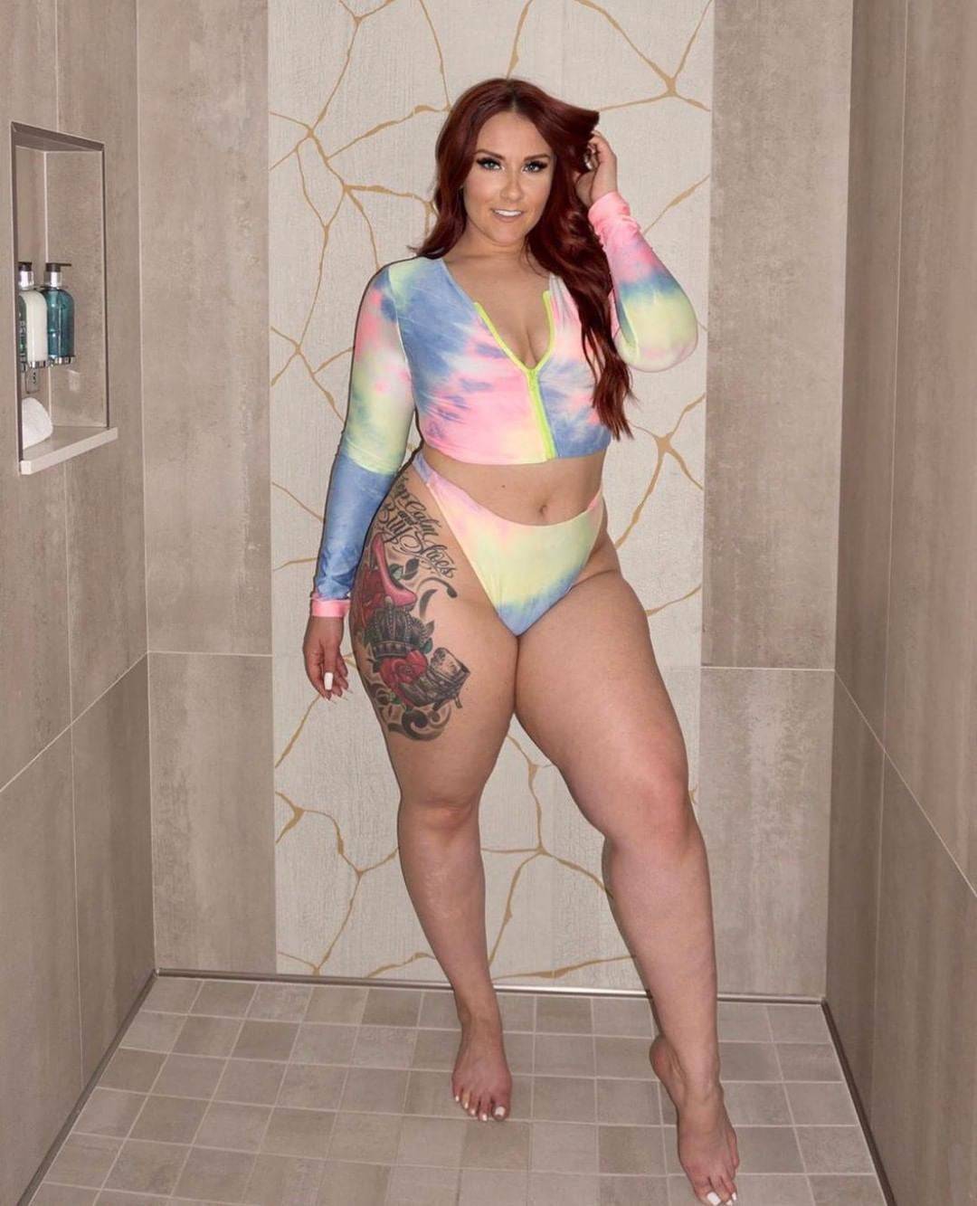 Bikini Long Sleeve Zipper Swimsuit Plus Size Colorful Sexy Plus Size Swimsuit - Clothing Personality