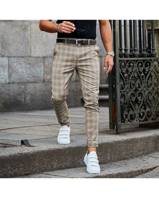 Plaid Print Pants Men's Casual Trousers Loose Fit and Thin Slacks - Clothing Personality
