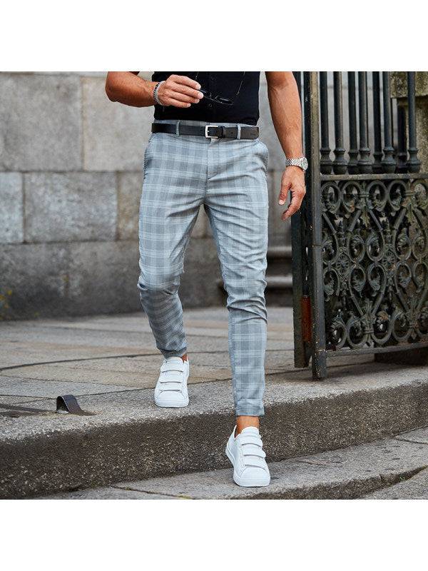 Plaid Print Pants Men's Casual Trousers Loose Fit and Thin Slacks - Clothing Personality