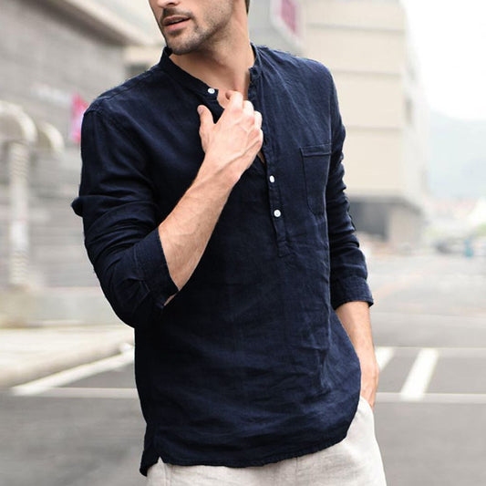 Plaid Collar Tops Turn Down Men Shirts Clothing - Clothing Personality