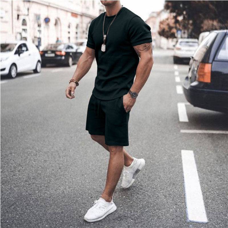 Men's Short Sleeve Shorts Set Two-Piece Sports And Leisure - Clothing Personality