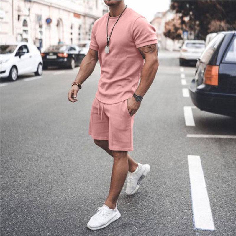 Men's Short Sleeve Shorts Set Two-Piece Sports And Leisure - Clothing Personality