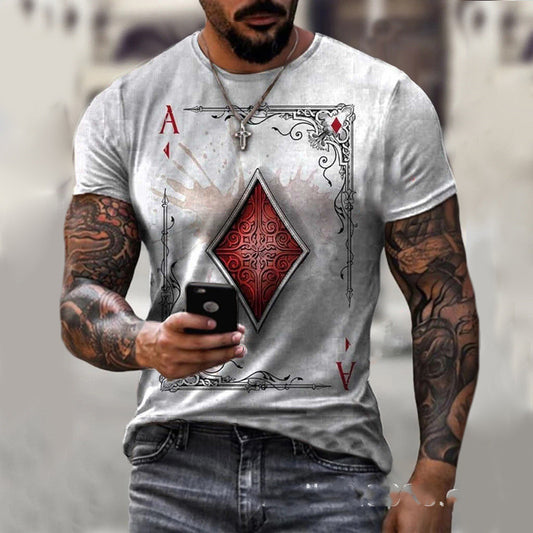 Playing Card Printing Men's T-Shirt Top - Clothing Personality