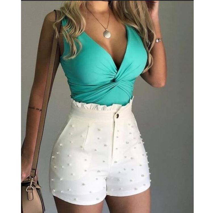 Beaded Style Women's Dressy Casual Fashion Shorts Gun Beads Solid Color Sexy Shorts Women - Clothing Personality