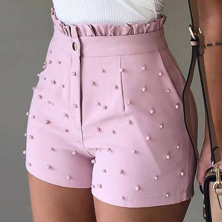 Beaded Style Women's Dressy Casual Fashion Shorts Gun Beads Solid Color Sexy Shorts Women - Clothing Personality