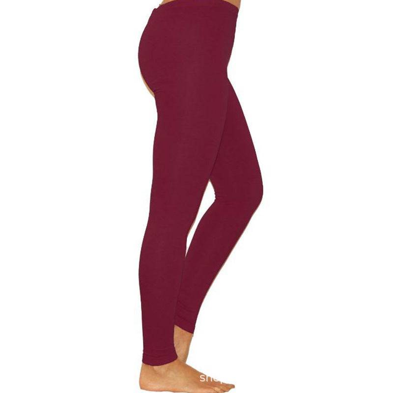 European And American New Ebay Amazon Wish Women's Solid Color Leggings Stretch Nine-Point Leggings Leggings - Clothing Personality