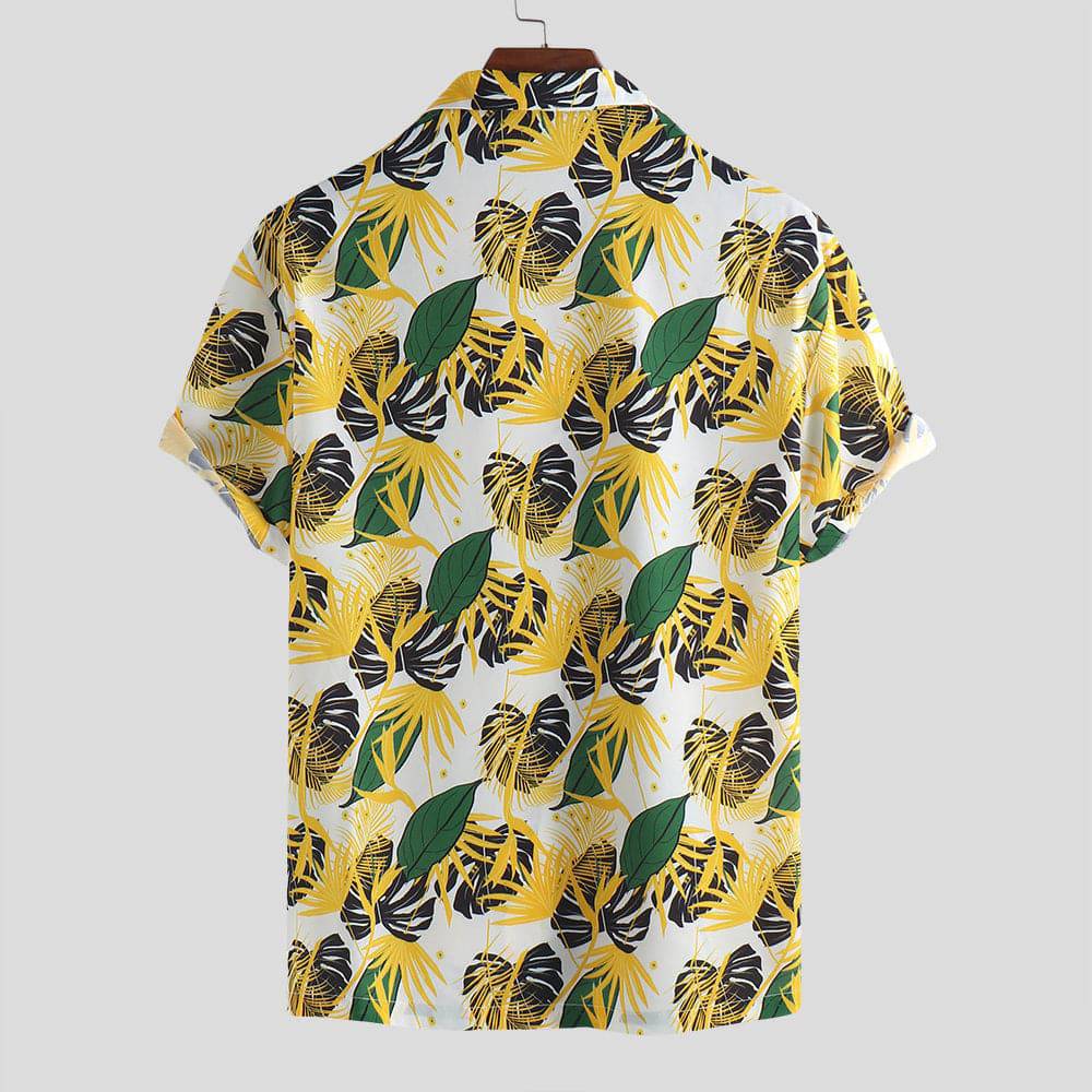 Summer Men'S Short-Sleeved Floral Shirt Fashion Casual Large Size Lapel Shirt - Clothing Personality