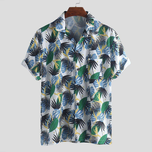 Summer Men'S Short-Sleeved Floral Shirt Fashion Casual Large Size Lapel Shirt - Clothing Personality