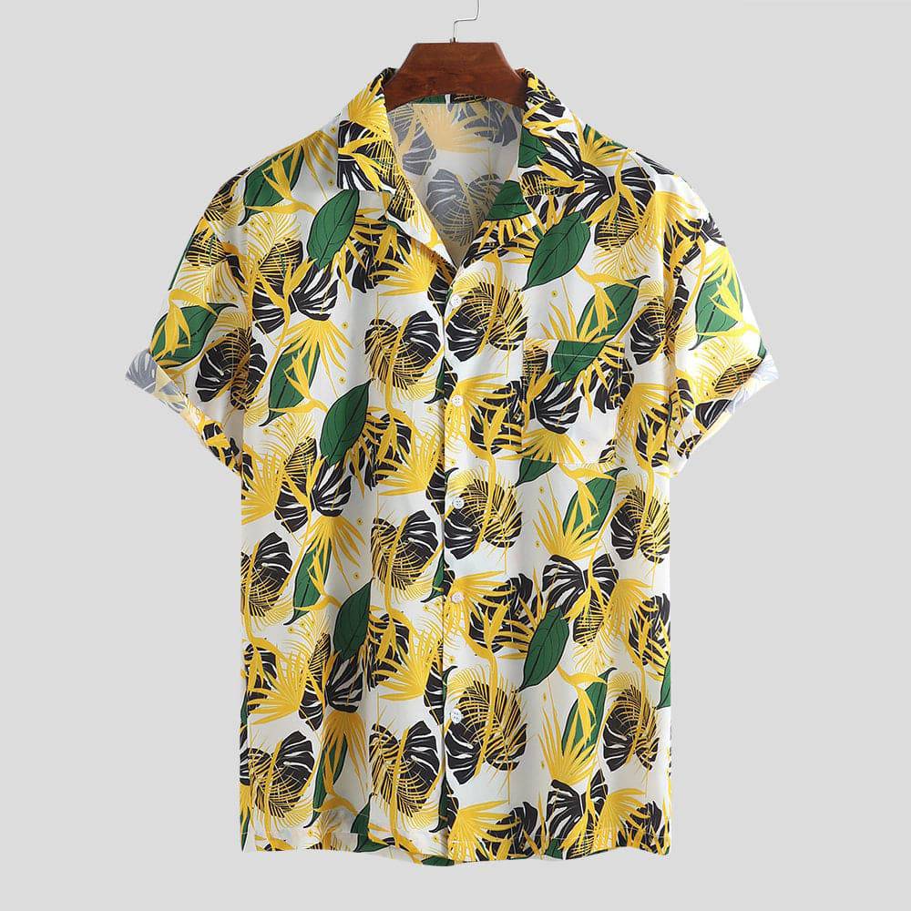 Summer Men'S Short-Sleeved Floral Shirt Fashion Casual Large Size Lapel Shirt - Clothing Personality