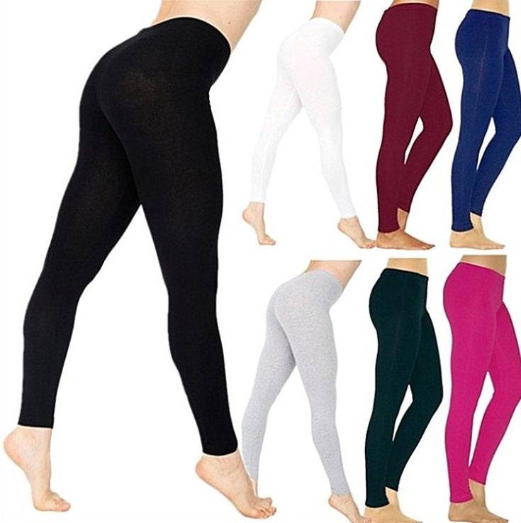 European And American New Ebay Amazon Wish Women's Solid Color Leggings Stretch Nine-Point Leggings Leggings - Clothing Personality