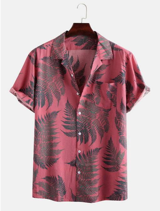Lapel Short-sleeved Floral Shirt - Clothing Personality