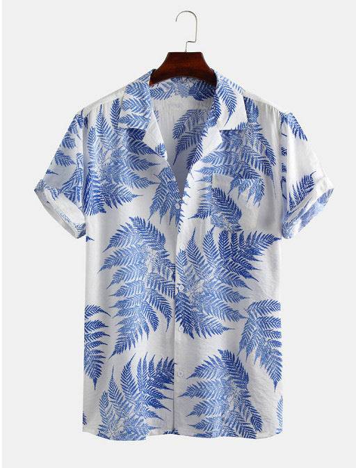 Lapel Short-sleeved Floral Shirt - Clothing Personality