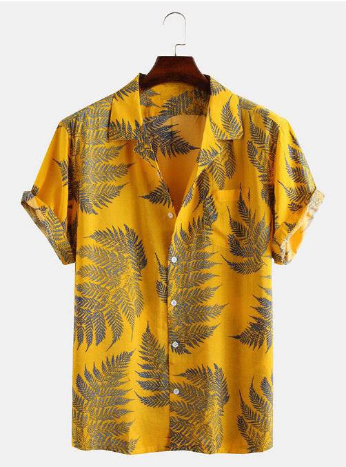 Lapel Short-sleeved Floral Shirt - Clothing Personality