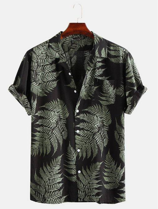 Lapel Short-sleeved Floral Shirt - Clothing Personality