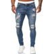 Ripped White Slim Denim Trousers Fashion Foot Pants - Clothing Personality