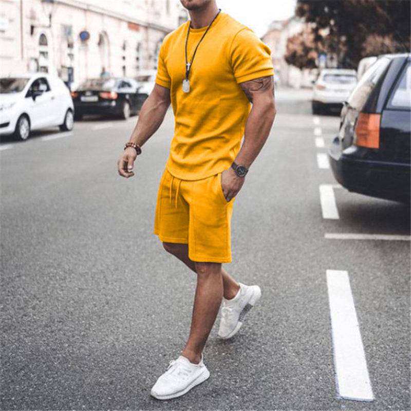Men's Short Sleeve Shorts Set Two-Piece Sports And Leisure - Clothing Personality