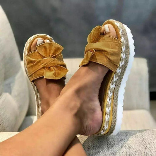 Women Bow Slippers Platform Sandals Shoes Summer - Clothing Personality