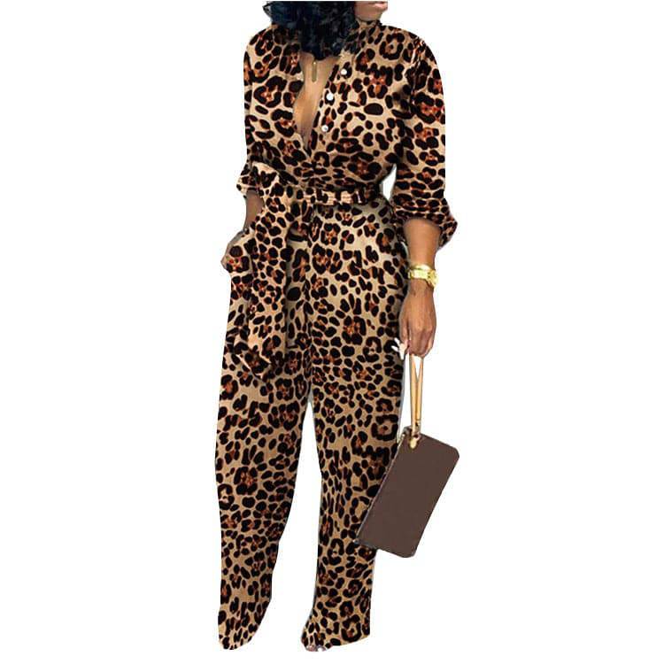 Color Block Printed V-neck 3/4 Sleeve Sexy Fashion Casual Jumpsuit - Clothing Personality