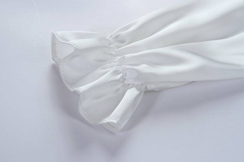 Hollow Out Back Out White Short Sleeve Mini Dress Spring Ruched Dress Chic Luxury - Clothing Personality