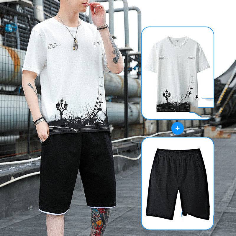 Sports Suit Men's Summer Cotton Short Sleeve T-Shirt Shorts Men's - Clothing Personality