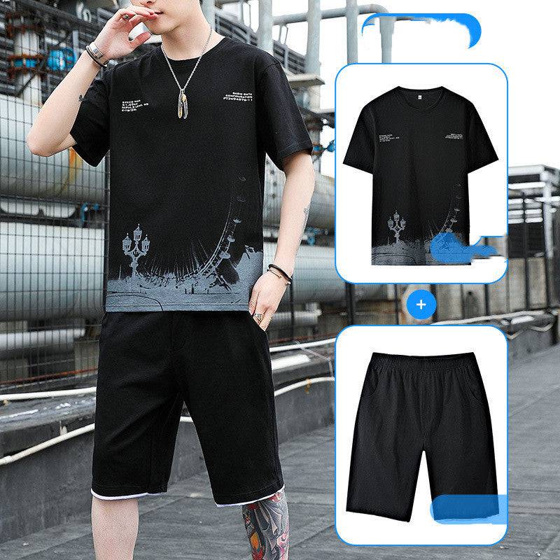 Sports Suit Men's Summer Cotton Short Sleeve T-Shirt Shorts Men's - Clothing Personality
