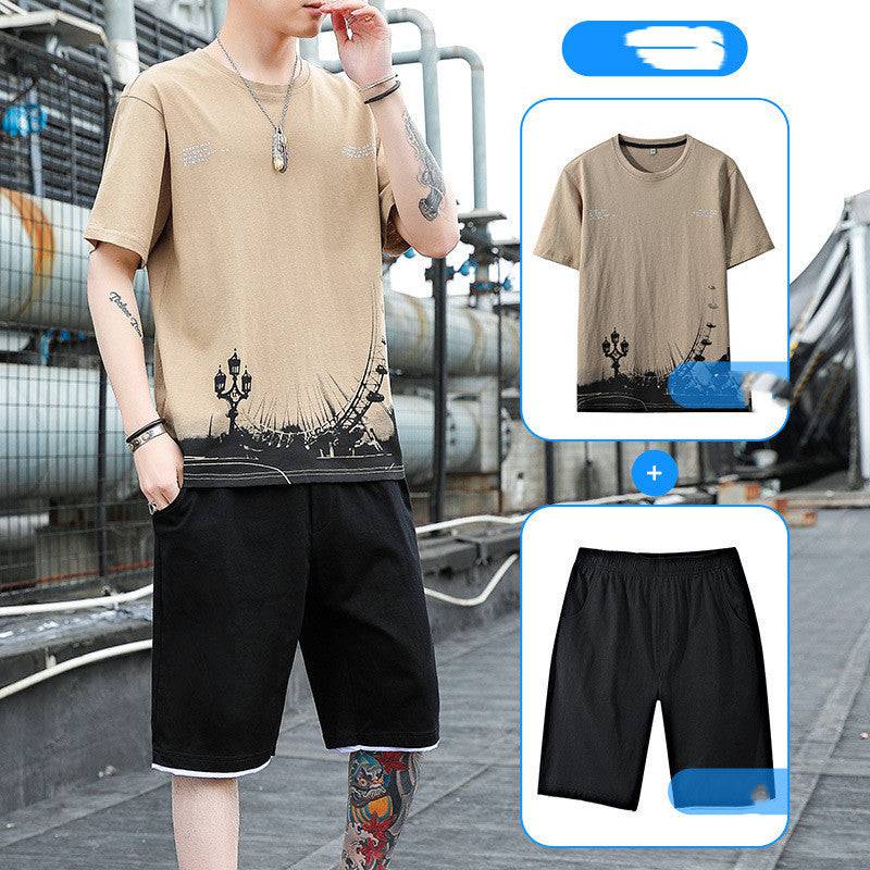 Sports Suit Men's Summer Cotton Short Sleeve T-Shirt Shorts Men's - Clothing Personality