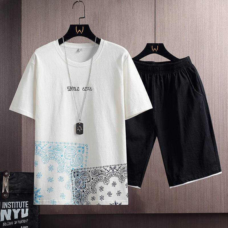 Sports Suit Men's Summer Cotton Short Sleeve T-Shirt Shorts Men's - Clothing Personality