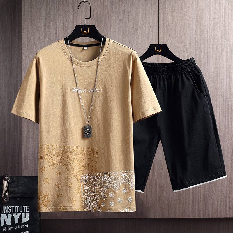 Sports Suit Men's Summer Cotton Short Sleeve T-Shirt Shorts Men's - Clothing Personality