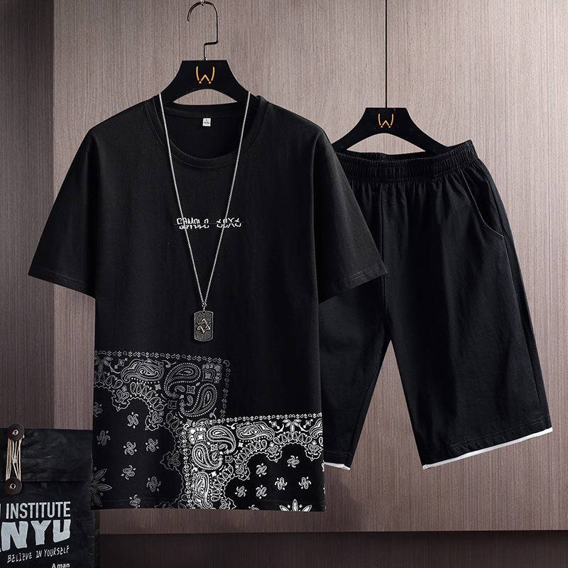 Sports Suit Men's Summer Cotton Short Sleeve T-Shirt Shorts Men's - Clothing Personality