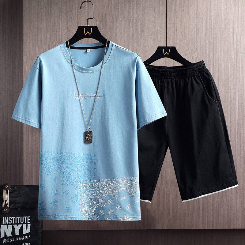 Sports Suit Men's Summer Cotton Short Sleeve T-Shirt Shorts Men's - Clothing Personality