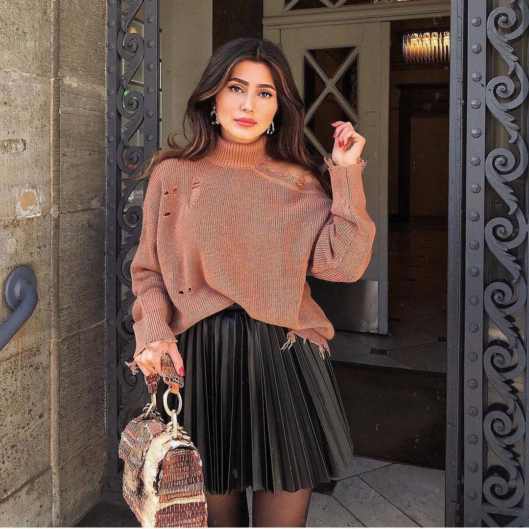 Women's Draped Pleated Knitted Mini Skirts Women Short Mini Skirt - Clothing Personality