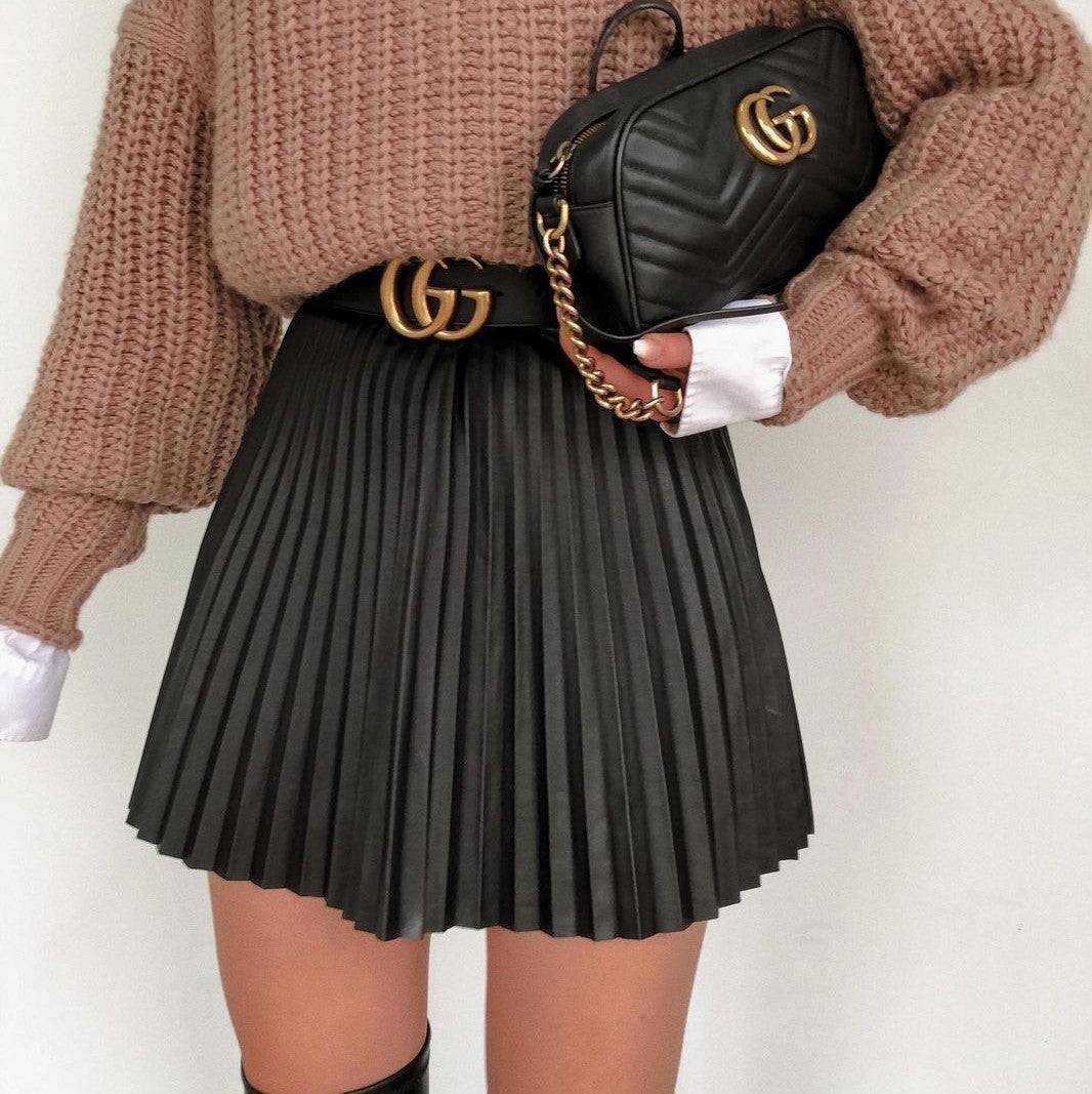 Women's Draped Pleated Knitted Mini Skirts Women Short Mini Skirt - Clothing Personality