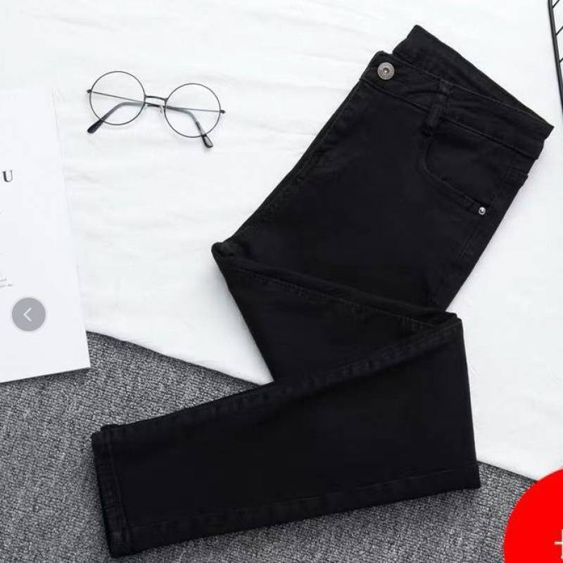 Women's High-Waist Denim Pants Trousers - Stretchy Light Blue Apple Shaped Jeans - Clothing Personality