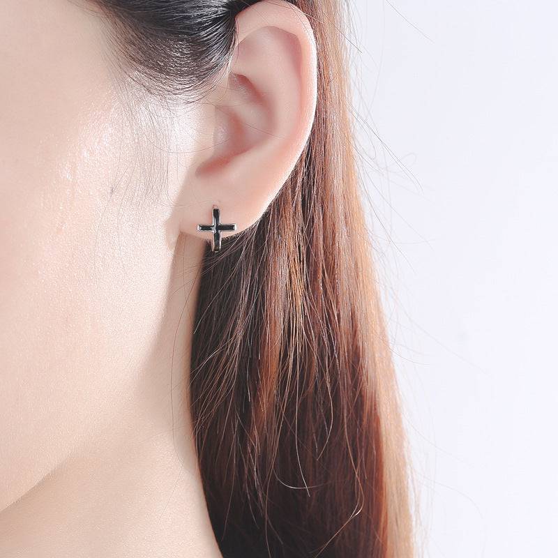S925 Sterling Silver Cross Earrings - Clothing Personality