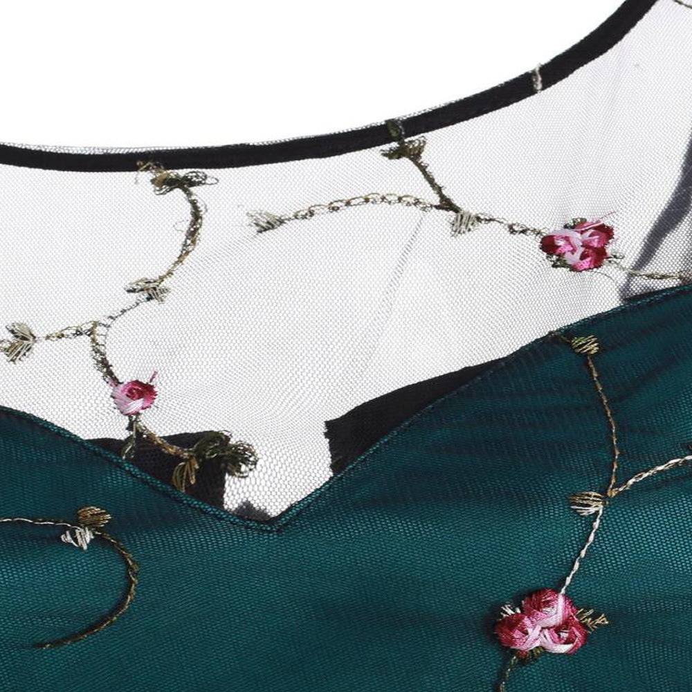 Women's Sleeveless Embroidered Floral Dress Midi Length Flower dress - Clothing Personality