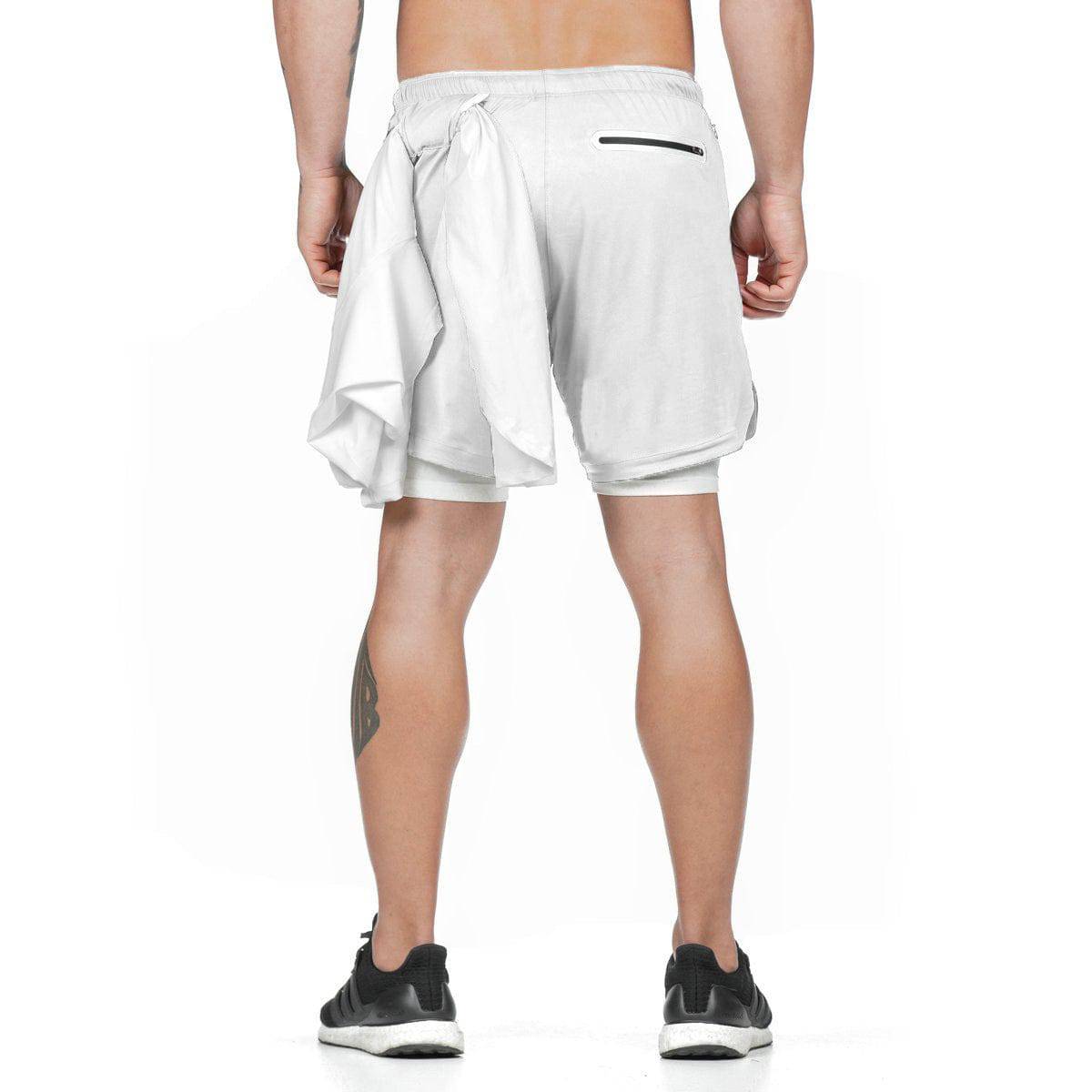 Running Shorts Men 2 In 1 Double-deck Quick Dry GYM Fitness Jogging Workout Pants - Clothing Personality